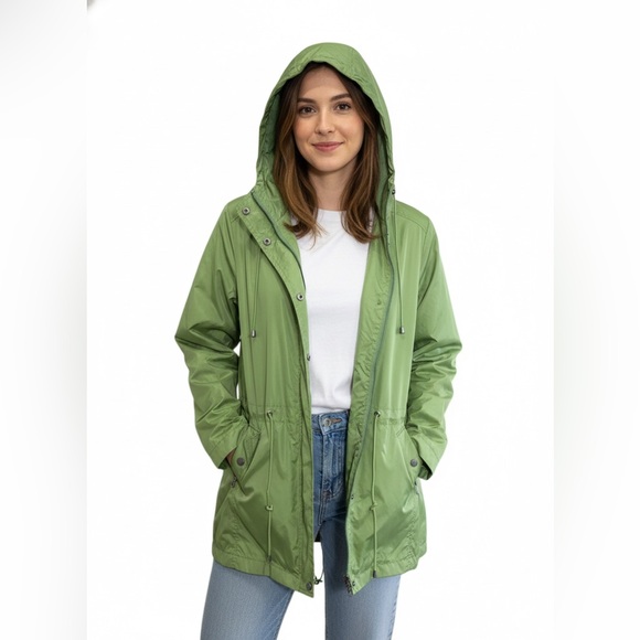 Bold Spirit Jackets & Blazers - Bold Spirit Green Lightweight Raincoat Utility Anorak Jacket Hooded Women's XL